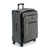 Recessed extra long locking trolley handle made of aircraft grade aluminum with one button operation, for ease of use. Reinforced corners and kickplate offer additional protection against wear. Fully lined interior with tie down straps to keep your clothing wrinkle free. Integrated privacy ID tag. TSA accepted lock.