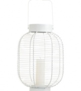 Light up the night. Simply charming, this wire lantern from Martha Stewart Collection lends decorative charm to backyard patios and balconies. Rest on a surface or hang from above.