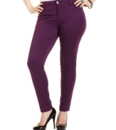 Score one of the season's coolest looks with Celebrity Pink Jeans' plus size skinny jeans, showcasing a purple wash!