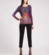 Knit from the softest silk/cashmere blend, this vibrant pullover is printed with a vibrant, paisley-inspired pattern.Rib-knit jewel necklineRib-knit cuffs and hem55% silk/45% cashmereDry cleanMade in ItalyModel shown is 5'11 (180cm) wearing US size 4. 