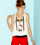 Suspenders and a bow-tie? Yes, please! Hello Kitty gets boy-crazy with this tank top that sports the funnest menswear-inspired print around.