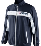 Turn up the volume and make the support of your favorite NCAA team loud and clear with this Connecticut Huskies jacket featuring Dri-Fit technology from Nike.