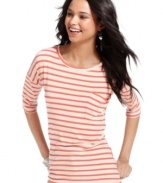 Must-have alert! Classic stripes lend cool energy to this super-comfy top from Pink Rose.