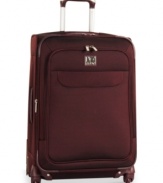 In the unknowns of travel, be known. A refined, yet eye-catching, style sets this spinner apart from the pack with a two-tone exterior that combines sophistication and durability. An expandable design makes living life on the go organized and easy, plus a fully-lined interior features a variety of organizer pockets, adjustable valet straps and a removable toiletry pouch. 10-year warranty. (Clearance)