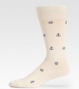 Brightly colored anchor details adorn these lightweight, stretch dress socks.Mid-calf height55% cotton/37% nylon/5% viscose/3% elastaneMachine WashImported