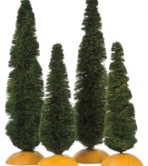 Complement the beautiful buildings in your holiday village with lush green cypress trees from Department 56.