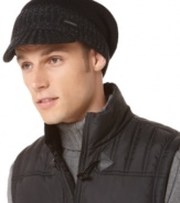 Keep Calvin Klein on your radar this winter with the sleek, modern feel of this warm ribbed cap in super-soft acrylic.