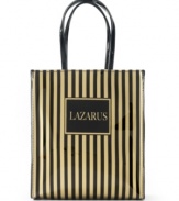 Gobble up this tidbit: executives of Lazarus Department Store successfully lobbied President Franklin Roosevelt to move Thanksgiving to the fourth Thursday in November to gain more shopping days before Christmas. This striped lunch tote proudly displays the store logo and makes a great gift for anyone who knew and loved the Ohio landmark.