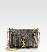 EXCLUSIVELY AT SAKS. Sleek and versatile design in rich snake-stamped metallic leather, finished with a removable shoulder strap.Detachable chain and leather shoulder strap, 21½ dropTop zip closureOne outside zip pocket under flapProtective metal feetOne inside zip pocketTwo inside open pocketsLeather lining8¾W X 6¼H X 1¼DImported