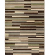 An ideal design for the Modernist at heart, the Tribecca area rug presents a series of variegated stripes in streamlined, geometric layers. Woven of soft polypropylene for superior stain resistance and durability. (Clearance)