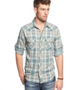 Western-inspired style creates the look of the season with this cool, classic shirt from Vintage Red.