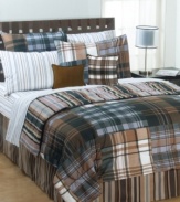 A soothing stripe pattern gives the Bentley Plaid sheet set a smart, polished appeal. (Clearance)