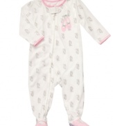 Help her dance her way through sweet dreams in this sweet footed coverall from Carter's.