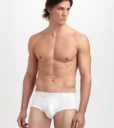 Pima cotton curved-pouch briefs with superior fit, quality and attention to detail. Microfiber logo waistband Machine wash Imported