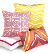A fun zigzag pattern in a hot yellow hue offers a bold look in this Coachella decorative pillow for a fabulous Trina Turk look.