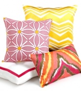 A fun zigzag pattern in a hot yellow hue offers a bold look in this Coachella decorative pillow for a fabulous Trina Turk look.