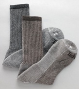 Boot's best friend. Layer up with this two pack of warm (but not bulky) wool-blend boot socks from Timberland.