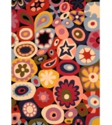 Funkify her room with this groovy graphic rug from Momeni's Lil Mo Hipster collection! Flower power gets a modern update with starry details and hip girly colors like hot pink and baby blue.  Hand-tufted mod-acrylic is soft, strong and flame-retardent.