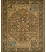 Supremely intricate in design, the Legacy area rug from Nourison presents a timeless medallion and leaf motif inspired by ancient Persian textiles. Machine woven from the highest quality wool and meticulously dyed for a richly varied color palette to bring a unique accent of luxury to the home.