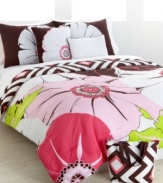 Outfit your bedroom with the vibrantly retro Lexi St. Tropez comforter set. Reverses to a unique diamond print in chic pink and brown and includes a matching tote to show off your fashion sense, wherever you go! (Clearance)