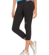 Nike's athletic capri pants feature perforated designs at the calf and a sporty text logo at the waistband. Pair it with your favorite sneakers and a tee for chic style that keeps you cool.