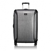 This lightweight, hardside case is ideal for longer trips or two traveling together. Among the many technological and functional advancements of Tegra-Lite™ is Tumi's patented X-Brace 45™ handle system that adds structural rigidity to the case and prevents damage to the handle. The case is lined and features interior accessory pockets and tie-down straps, a removable garment sleeve, TSA integrated locks and exterior bumpers for added protection. A four-wheel system offers incredible maneuverability.