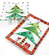 Merry, bright and made to entertain, the Christmas Tree serving bowl lights up your holiday table with fun, shimmering colors in clear glass. From Ganz's collection of serveware and serving dishes.
