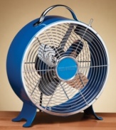 Get a cool blast from the past with this retro-fun fan from Deco Breeze. All-steel construction and two speed motors make an even bigger impact than the colorful design. A handle makes it easy to grab it and go from room to room. One-year warranty.