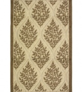 A geometric leaf design presents a modern look in this Revena accent rug from Bacova, featuring a neutral colorway to match any home decor. Finished with a woven loop construction for unique texture and skid-resistant backing for safety.