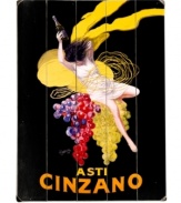 Ad turned art, this 1920s campaign for Cinzano's aperitif wine is ripe for kitchen and bar areas. A wooden sign with a woman on colorful grapes gives decor a sweet taste of vintage style.