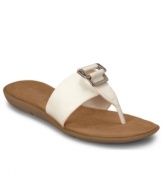A carefree yet totally polished sandal. Modern silver tone ornaments add geometric charm to the Saavy sandals by Aerosoles. Flexible and soft, from the bendable rubber sole to the cushioned footbed that cradles you in comfort.
