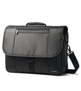 Versatile construction gives you instant access to everything in your bag with a quick stash feature under the flap for your travel necessities. Housing a padded laptop compartment, this briefcase provides superior protection with a security buckle to lock it all in place. 3-year warranty.