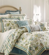 Inspired by the Greek Island of Corfu, this Croscill decorative pillow features a lush, floral landscape. Soft hues evoke a traditional Mediterranean feel, and twist cord trim completes the look.