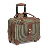 Wings Stripe, Hartmann's newest luxury designer collection, complements the original signature Diamond Jacquard pattern. The fabric is treated with a durable water-repellent finish for lasting protection. The 400 denier 100% nylon packcloth lining is treated to repel moisture and stains. This fashion forward striped design in hues of gold and black is accented with cognac belting leather and polished brass hardware.