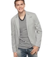 In a relaxed knit style, this blazer from American Rag is a stylish way to streamline your look.