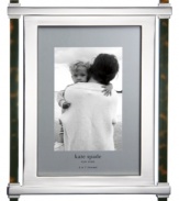 Tortoiseshell columns add chic, unexpected contrast to luxe silver plate in kate spade's contemporary Barcelona Drive picture frame.