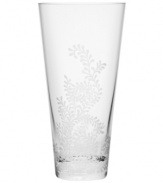 Bring your tablescape to life! Intricate vine detailing travels up brilliant crystal, adding a delicate accent to the classic shape of this statement vase.
