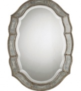 Among the fairest of them all, the beveled Fifi mirror from Uttermost combines delicately etched flora and a heavily antiqued finish. Its scalloped frame adds feminine grace to the master suite or living room.