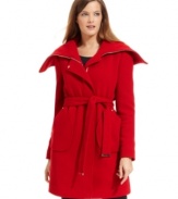 Calvin Klein's coat is a statement-maker with its oversized foldover collar.