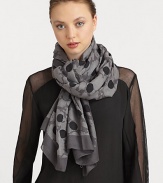 Plenty of polka dots and a solid border make this luxe cashmere and silk-blend scarf stand out.50% silk/50% cashmereAbout 52 X 71Dry cleanImported