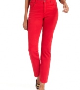 Go bold in Charter Club's colored jeans. Featuring a striking red wash and ankle-length silhouette, they're an easy way to modernize your wardrobe.