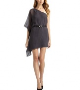 THE LOOKSilk overlayAsymmetrical necklineOne-shoulder sleeveRemovable buckle beltPullover styleTHE FITAbout 36 from shoulder to longest point of hemTHE MATERIALSilkFully linedCARE & ORIGINHand washImportedModel shown is 5'11 (180cm) wearing US size 4. 