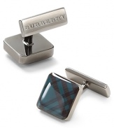 Nothing finishes a French cuff better than these Burberry cufflinks, patterned with the iconic brand's signature check and topped with a glassy sheen.
