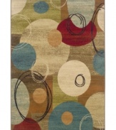 Bubble up some style with a sea of circles in muted hues, woven from soft polypropylene with a faded texture for a modern look with an air of antiquity. This area rug from Sphinx is crafted for superior stain resistance and durability, making it the ideal piece for high-traffic areas in your home.