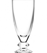 Altogether elegant in fine crystal, the Orient vase by Vera Wang balances a simply luminous vessel and base with bold faceted cuts reminiscent of the designer's classic bridal jewelry.