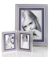 Add new elegance to beautiful memories with Vera Wang's With Love Lavender double picture frame. Geometric detail lends metallic shimmer to colored enamel in a home accent that invokes modern and deco design.