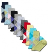 Change your footwear fundamentals with these colorful argyle socks from Club Room.