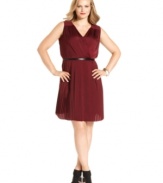 Prettify your style with DKNYC's sleeveless plus size dress, featuring a pleated finish-- wear it from day to date night!