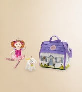 Everyone's favorite fancy girl is dressed as a frilly ballerina, complete with tutu and toe shoes, and is ready to play, along with her dog Frenchy, in this charming zip-up house tote.9 doll with tiara, tutu, leg warmers and point shoesPlush Frenchy the Posh Puppy with tiara and collarFelt tote with shoulder strap unzips to create a fun playhouse for NancyTote measures 10W X 10½H X 6½D Recommended for ages 3 and upImported