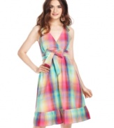 Washed in a gentle rainbow of colors, this sweet, a-line dress from American Rag is a brilliant take on picnic-ready style!